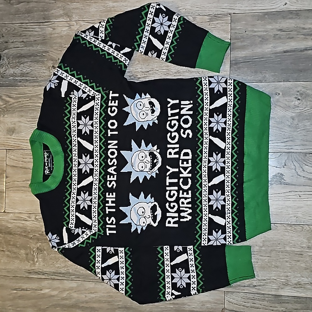 Rick and Morty adult swim print sweater festive alcohol beer design